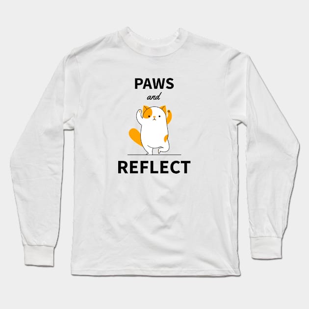 Funny Cat - Paws And Reflect Long Sleeve T-Shirt by FoxCrew